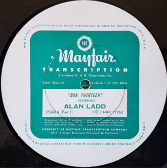 Alan Ladd Box 13 radio show transcription